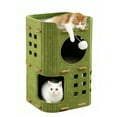 thumbnail image 1 of Inadays Cat House for Indoor Cats, 2-Storey Cozy Felt Cat Bed Cave with Tunnel Hideaway, Large Multi-Cat Condo for Rest & Play, Green, 1 of 8