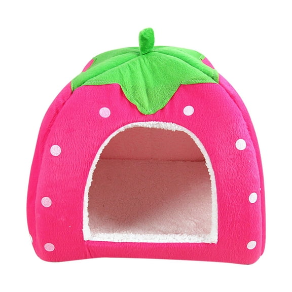 Cat House for Outdoor Cats, Winter Indoor House House Padded House Folding Yurt Strawberry Tent