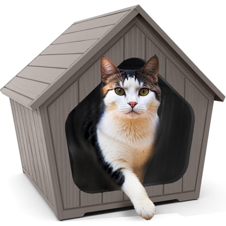 Cat House for Outdoor Indoor Weatherproof Cat Shelters for Small Outdoor Shelter (Light Curry, 23.43 * 22.64 * 22.8INCH)