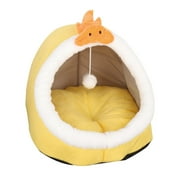 Cat Houses for Indoor Cats, Bed House Tent Cave with Removable Washable Cushion , Small Animal Pet for Kitten Puppy Small Dogs Yellow M
