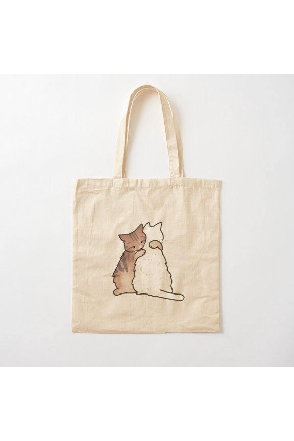 Cat Hug Canvas Tote Bags, Reusable Shopping Bag
