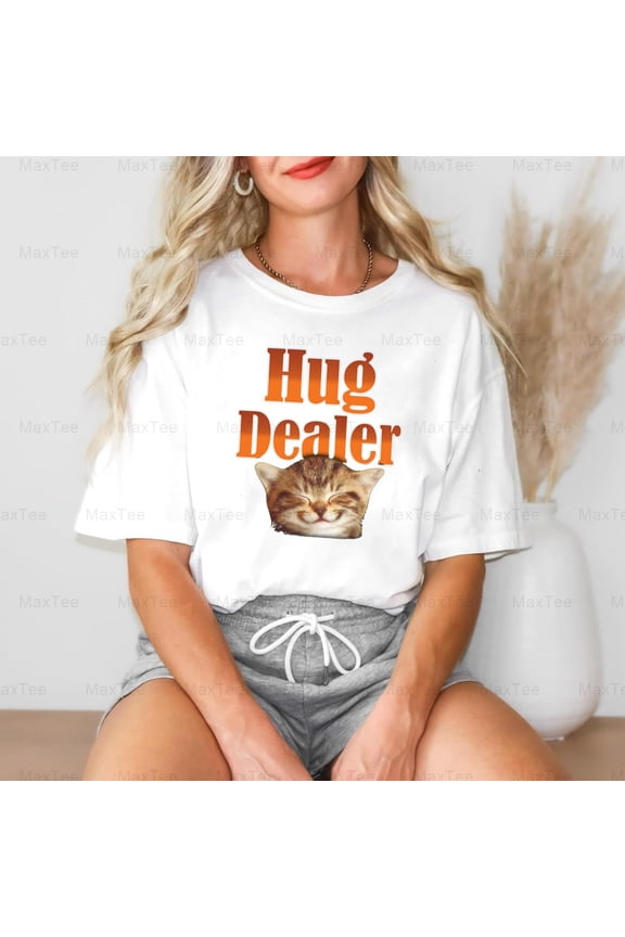 Cat Hug Dealer Funny Kitty Lover Pet Owner Cuddle Humor Comfort Color T-Shirt, Up to Size 4XL