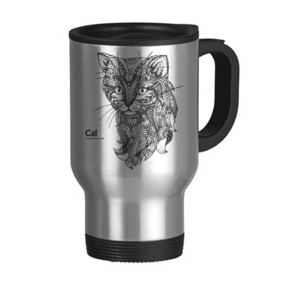 Cat Human Paint Quiet Baby Travel Mug Flip Lid Stainless Steel Cup Car Tumbler Thermos