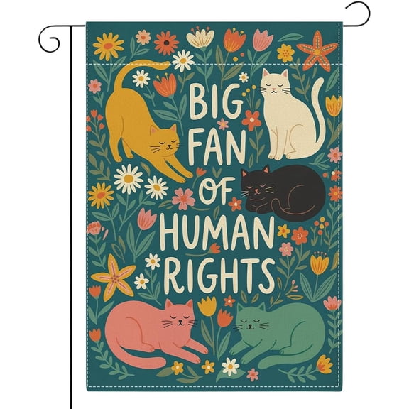 Cat Human Rights Garden Flag Defend Equality Yard Flag for Porch Patio Lawn Outdoors, Double Sided Decorative Flag for Cat Lovers