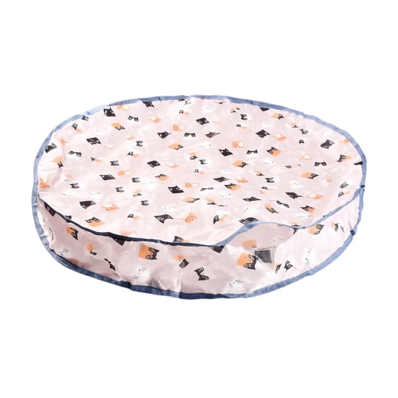 Cat Hunting Tunnel Toy, Double Layer Seek Cover Pounce Mat, Interactive Boredom Relief Fabric Activity Center for Indoor Feline, Dark Blue