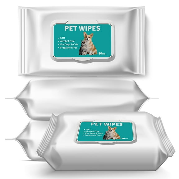 Cat Hypoallergenic Wipes, Extra Thick Cat Wipes for Cleaning Small Animal's Paws,Ears,Butt,Face and Eyes,Portable Organic Paw Wipes for Cats,Ideal for Home or Travel (320 Count (Pack of 4))