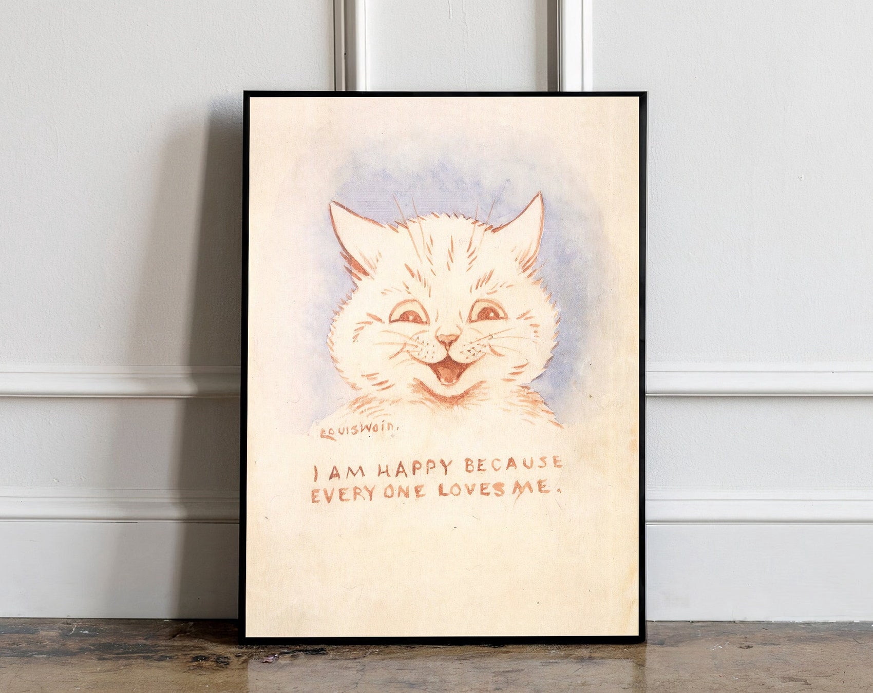 Cat I Am Happy Because Everyone Loves Me By Louis Wain Animal Poster ...