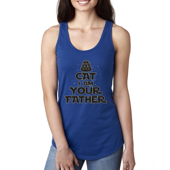 Cat I Am Your Father Cat Lover Ladies Racerback Tank Top, Royal, Medium