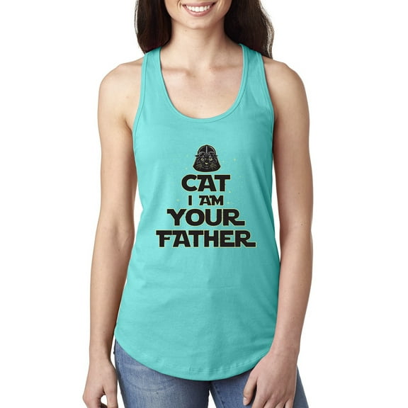 Cat I Am Your Father Cat Lover Ladies Racerback Tank Top, Tahiti Blue, Small