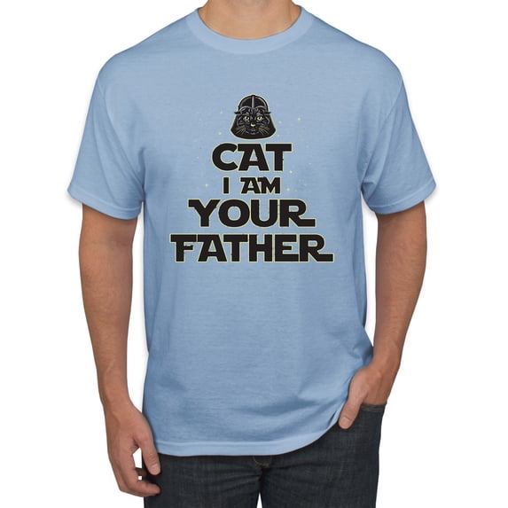 Cat I Am Your Father Cat Lover Men's Graphic T-Shirt, Light Blue, Medium
