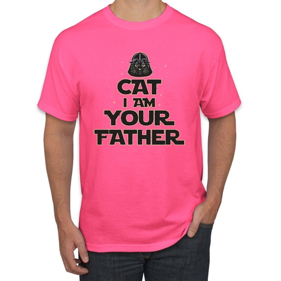 Cat I Am Your Father Cat Lover Men's Graphic T-Shirt, Neon Pink, Large