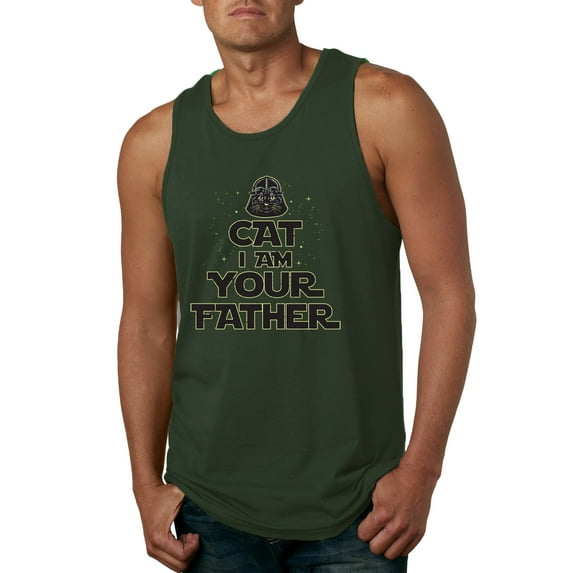 Cat I Am Your Father Cat Lover Mens Graphic Tank Top, Forest Green, Large