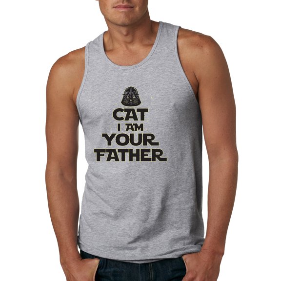 Cat I Am Your Father Cat Lover Mens Graphic Tank Top, Heather Grey, Medium