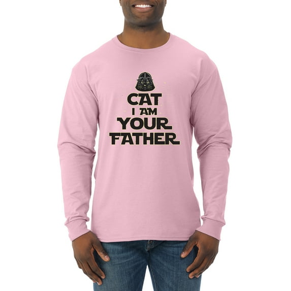 Cat I Am Your Father Cat Lover Mens Long Sleeve Shirt, Light Pink, Large