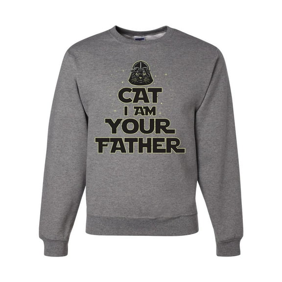 Cat I Am Your Father Cat Lover Unisex Crewneck Graphic Sweatshirt, Heather Grey, X-Large