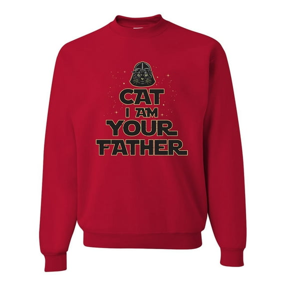 Cat I Am Your Father Cat Lover Unisex Crewneck Graphic Sweatshirt, Red, X-Large