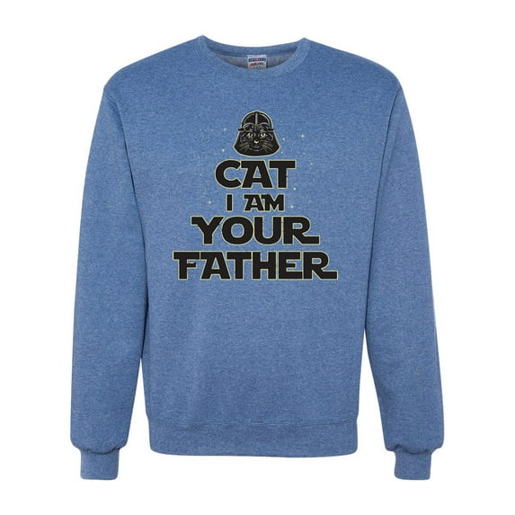 Cat I Am Your Father Cat Lover Unisex Crewneck Graphic Sweatshirt, Vintage Heather Blue, Small