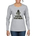 thumbnail image 1 of Cat I Am Your Father Cat Lover Womens Graphic Long Sleeve T-Shirt, Heather Grey, X-Large, 1 of 5
