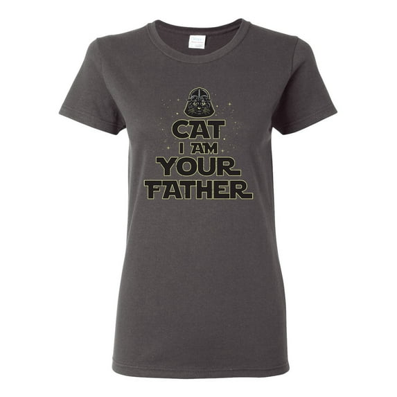 Cat I Am Your Father Cat Lover Womens Graphic T-Shirt, Charcoal, XX-Large