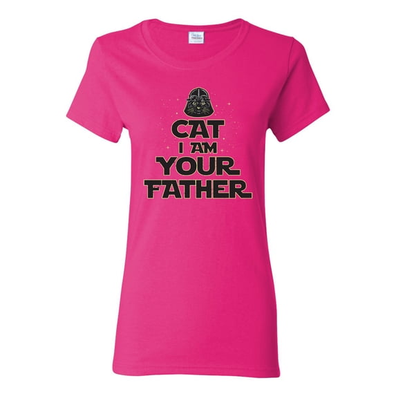 Cat I Am Your Father Cat Lover Womens Graphic T-Shirt, Fuschia, Large