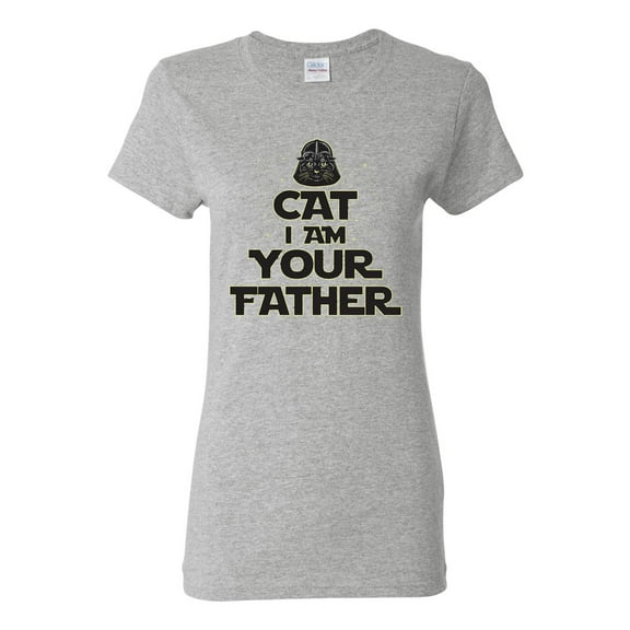 Cat I Am Your Father Cat Lover Womens Graphic T-Shirt, Heather Grey, Small