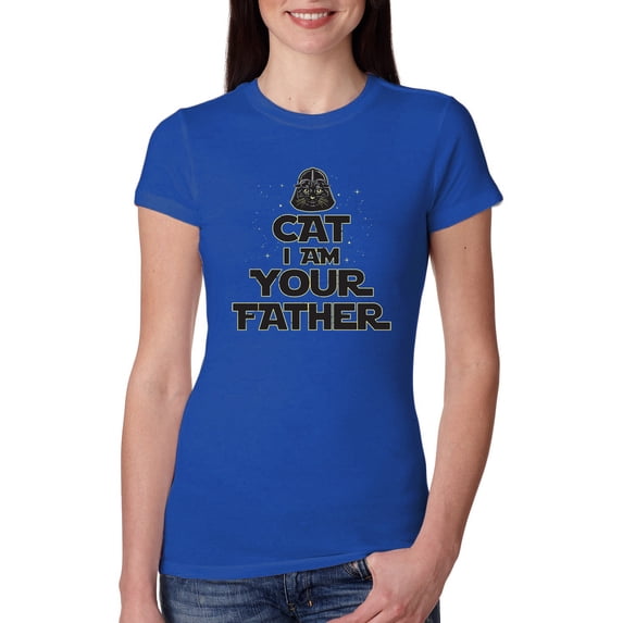 Cat I Am Your Father Cat Lover Womens Slim Fit Junior Tee, Royal, Small