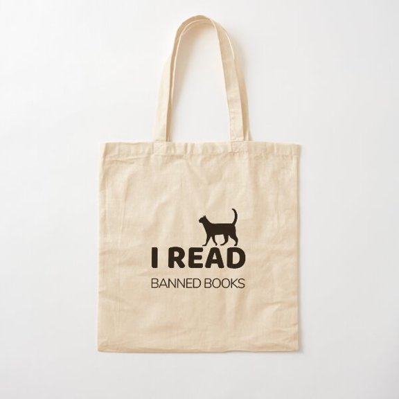 Cat I Read Banned Books Variant 17 Canvas Tote Bags, Reusable Shopping Bag