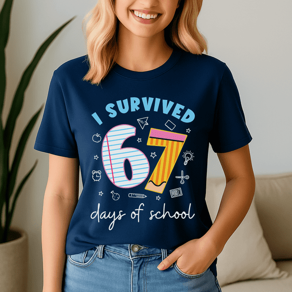 Cat I Survived 67 Days of School, Funny Teacher School Shirt, Back to School Tshirt, Classroom Humor Tee, Teacher Student Gift