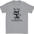thumbnail image 1 of Cat I'm Fine Everything Is Fine T-Shirt Funny Feline Stressed Adulting Gift Tee - Heather Grey, S, 1 of 1