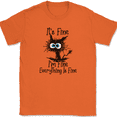 thumbnail image 1 of Cat I'm Fine Everything Is Fine T-Shirt Funny Feline Stressed Adulting Gift Tee - Orange, S, 1 of 1