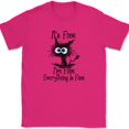 thumbnail image 1 of Cat I'm Fine Everything Is Fine T-Shirt Funny Feline Stressed Adulting Gift Tee - Pink, 2XL, 1 of 1