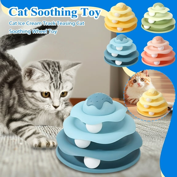 Cat Ice Cream Track Turntable Toy, Interactive Multi-Layer Ball Tower, Durable Safe Design, Keeps Indoor Cats Active Engaged and Entertained