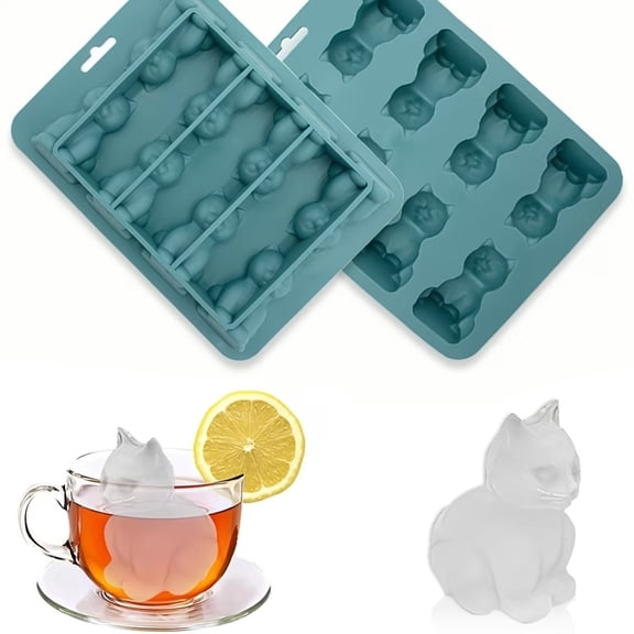 Cat Ice Cube Mold with Funnel - Fun Silicone Ice Tray for Creative Cocktails and Drinks