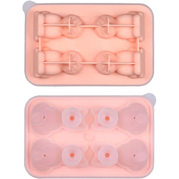 Cat Ice Cube Tray Mold - 3D Cat Shape Ice Cube Trays, Cute Ice Cube Molds for Whiskey Bourbon, 4-Hole Large Fun Shapes Ice Cube Trays, Funny Cat Gifts for Cat Lovers Women Men(pink)