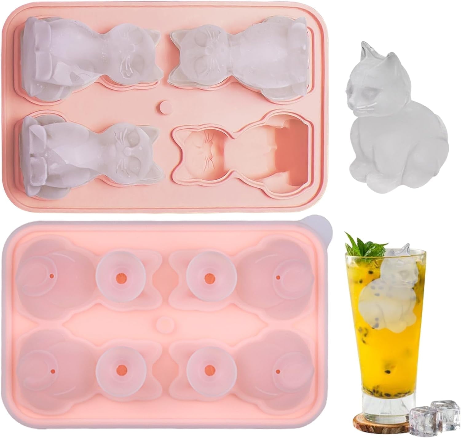 2 Pack Silicone Ice Cube Trays | 15 Flexible Molds With Lid | Easy Release Stackable Freezer Trays