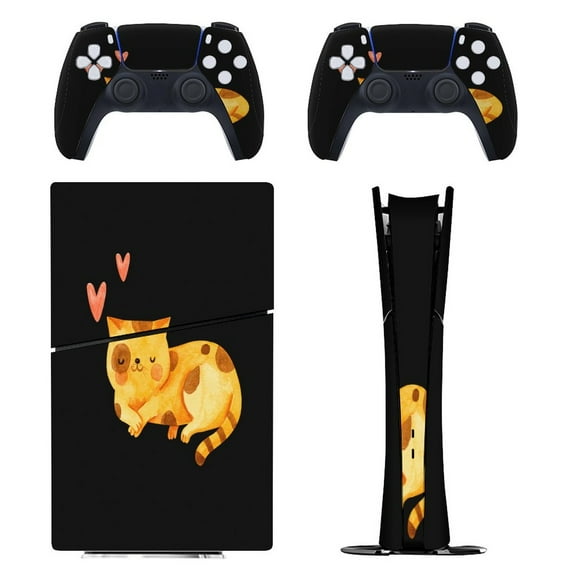 Cat Illustration PS5/PS5 Slim Digital Disc Skin Sticker For Console And Controller Skins