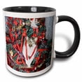 thumbnail image 1 of 3drose, Cat in a Decorative Christmas Tree on Table, 15oz Two-tone Black Mug, 1 of 6