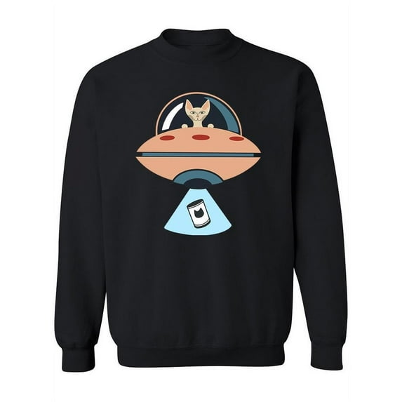 Cat In A Flying Saucer Sweatshirt Women -Image by Shutterstock, Female x-Large