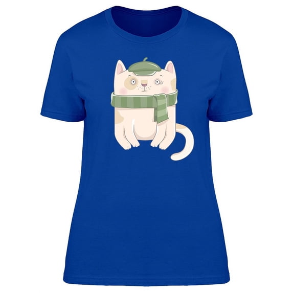 Cat In A Green Scarf And Hat Tee Women's -Image by Shutterstock