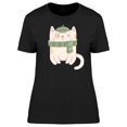 thumbnail image 1 of Cat In A Green Scarf And Hat Tee Women's -Image by Shutterstock, 1 of 1