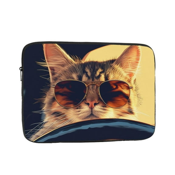 Cat In Car Glasses Laptop Sleeve Bag Compatible With MacBook Air / Pro iPad MateBook Tablet Surface HP Lenovo Dell ASUS Acer Laptop Computer Protective Size: 17 inch