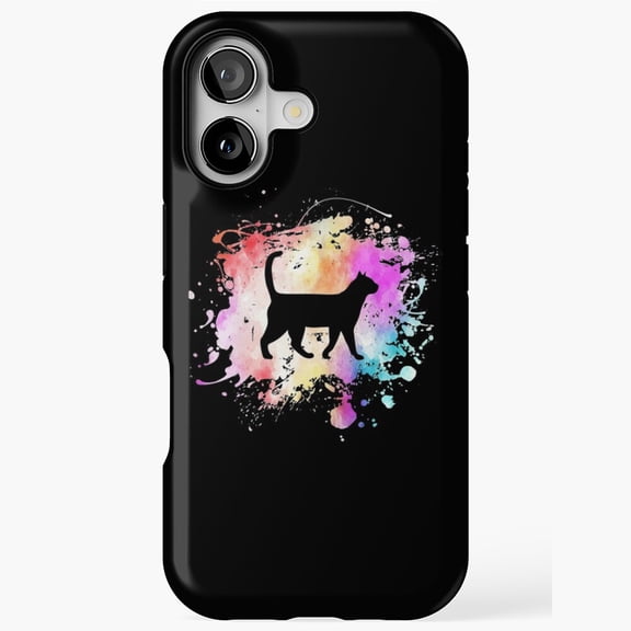 Cat In Color Blob Funny Paint Art Tough Case for iPhone 17 16 15 14 13 12 11 Pro Max