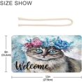 Cat In Flower Wreath Oil Painting Door Sign For Front Door, Plaque