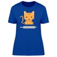 thumbnail image 1 of Cat In Pixel Art With Ribbon T-Shirt Women -Image by Shutterstock, Female Large, 1 of 2