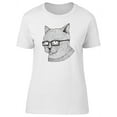 thumbnail image 1 of Cat In Smart Glasses B&W Tee Women's -Image by Shutterstock, 1 of 2