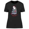 thumbnail image 1 of Cat In Striped Sweater T-Shirt Women -Image by Shutterstock, Female x-Large, 1 of 2