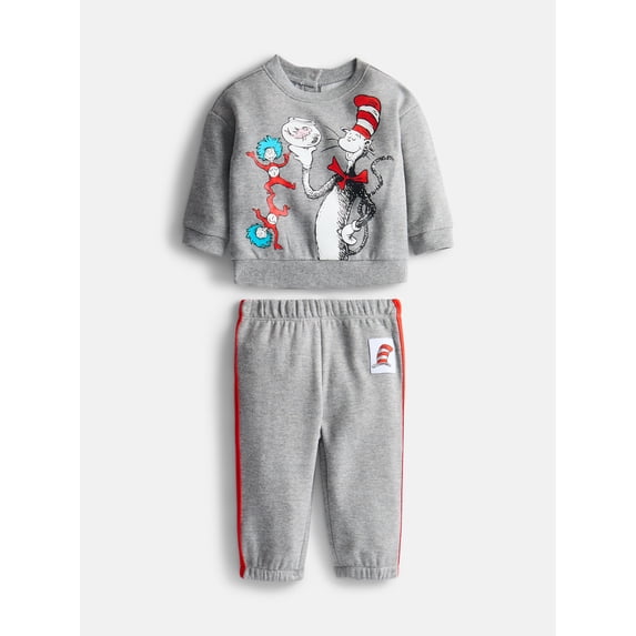 Cat In The Hat Baby Boy s Fleece Crewneck With Matching Jogger Set cat-in-the-hat-baby-boy-s-fleece-crewneck-with-matching-jogger-set