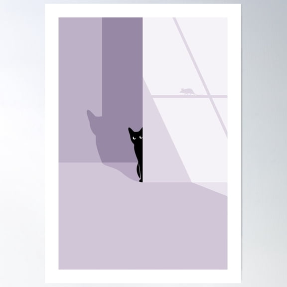 Cat In The Shadow Poster Wall Art, Modern Wall Decor For Living Room Bedroom, 8x12 UNFRAMED
