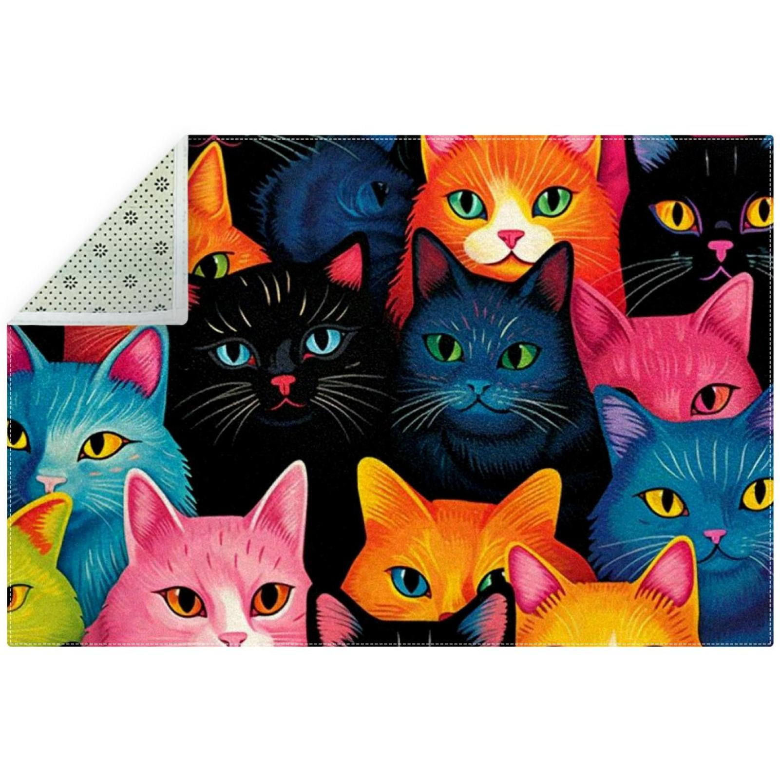 Cat Indoor Entrance Rug Durable Polyester Floor Mat for Home Doorway