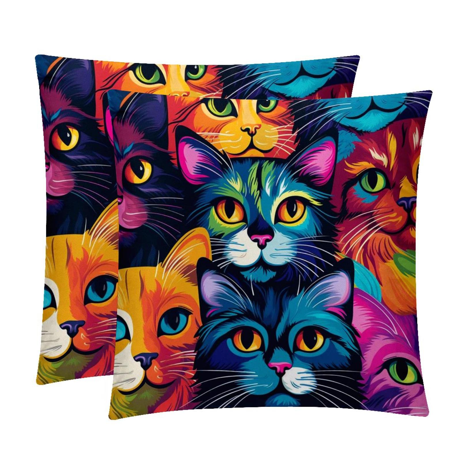 Cat Inserts Set 2Pack Decorative Pillows with Unique Patterns for